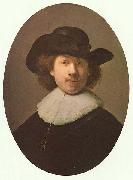 REMBRANDT Harmenszoon van Rijn, Self-portrait with wide-awake hat